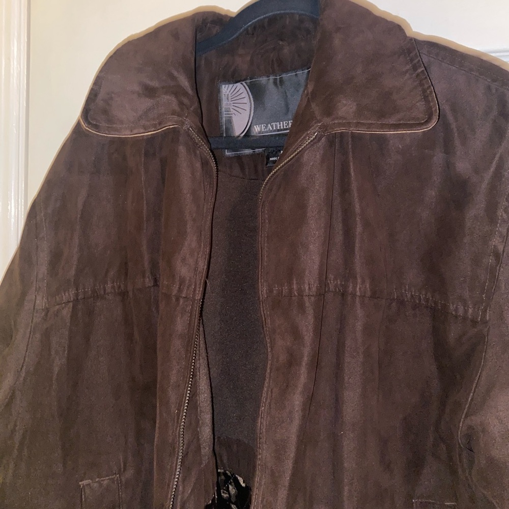 Weather Report Microsuede Stand Collar Bomber  Jacket XL Dark Brown